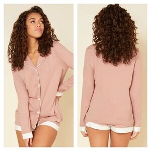 Cosabella Bella Long Sleeve Boxer Pajama Set Women's XL Pink New Cotton‎ Modal